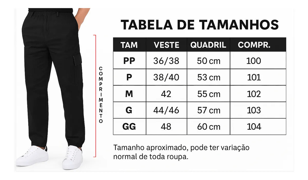 Calça Cargo Masculina Larga Skatista streetwear