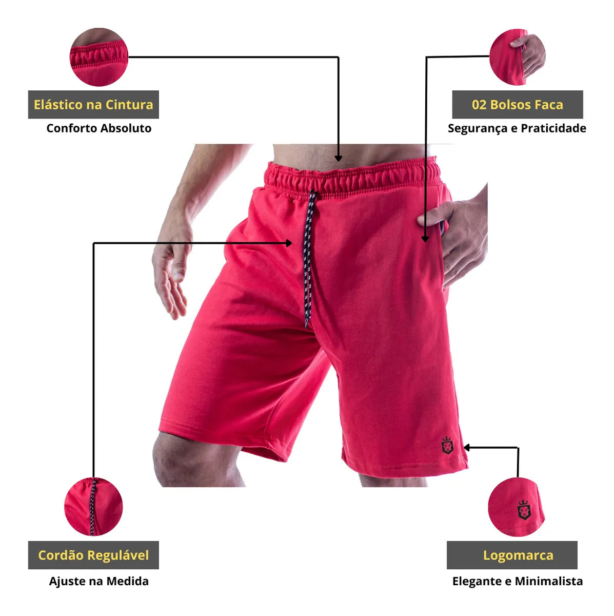 Kit 4 Bermuda Masculina Short Moletom Leve Caminhad