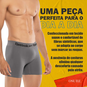 Kit 6 Cuecas Boxer Reebok Microfibra Sem Costura Original
