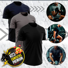 Kit 3 Camisetas Dry Fit Treino Lisa Premium Uv50+ Anti Suor